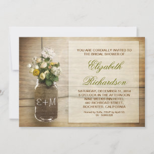 invitaciones a la ducha de novias rústicas con jar
