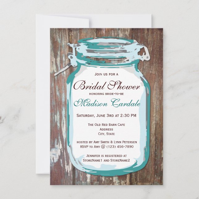 Invitaciones a la ducha de novias rusticas de Coun (Anverso)