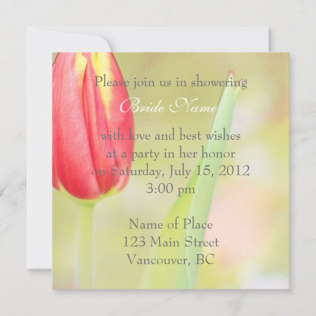 invitaciones a la ducha de novias tulipán rojo (Anverso)