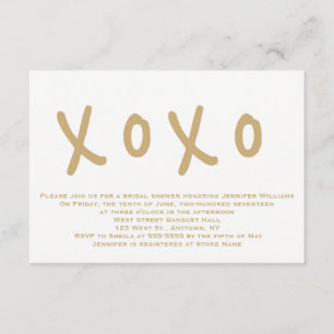 Invitaciones a la ducha de novias xoxo en oro mode