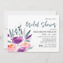 Invitaciones a la ducha de nubes acuarela con flor