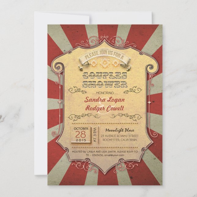 invitaciones a la ducha de parejas de carnaval (Anverso)
