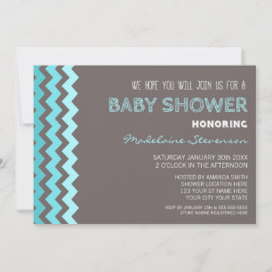 Invitaciones a la ducha de Personalizado Blue Grey