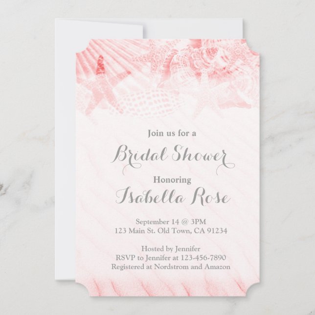 Invitaciones a la ducha de personalizado de concha (Anverso)