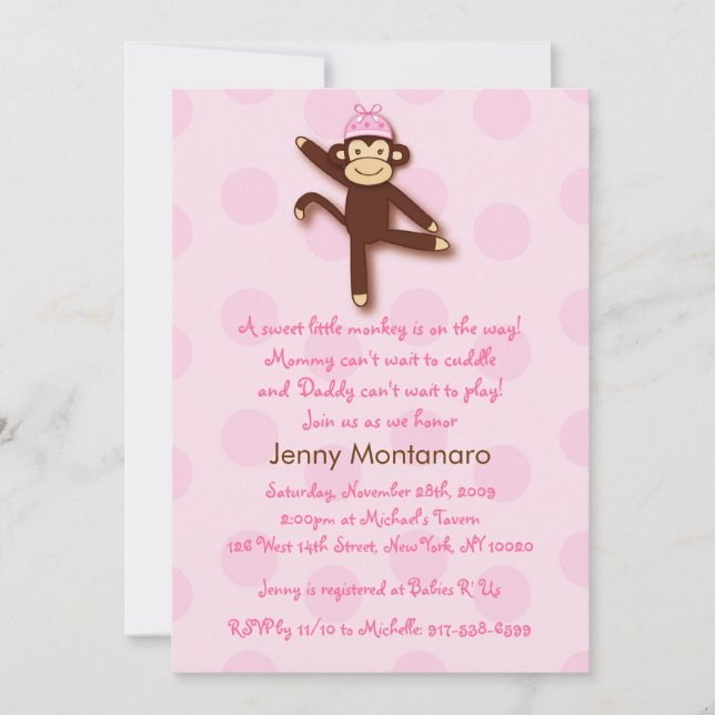 Invitaciones a la ducha de Personalizado de mono g (Anverso)