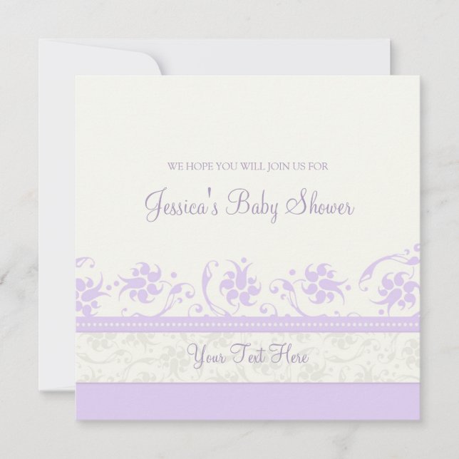 Invitaciones a la ducha de Personalizado Lilac Whi (Anverso)