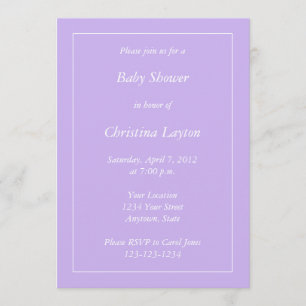 Invitaciones a la ducha de Personalizado morado li