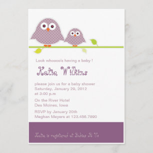 Invitaciones a la ducha de púrpura y de bebé