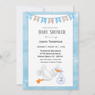 Invitaciones a la ducha de Stork Boy