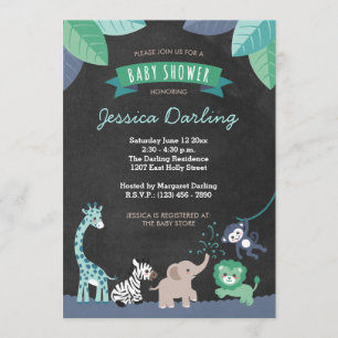 Invitaciones a la ducha de un niño en la selva Saf