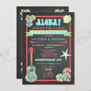 Invitaciones a la ducha del bebé de Luau Chalkboar