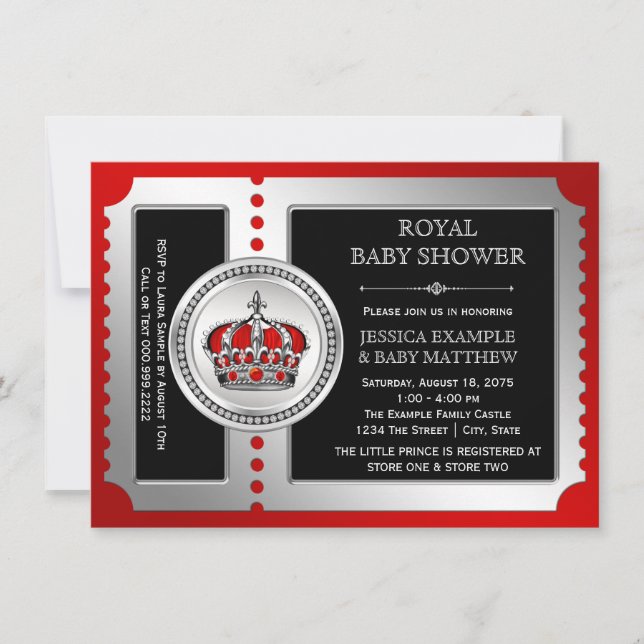 Invitaciones a la ducha del bebé del Príncipe de P (Anverso)