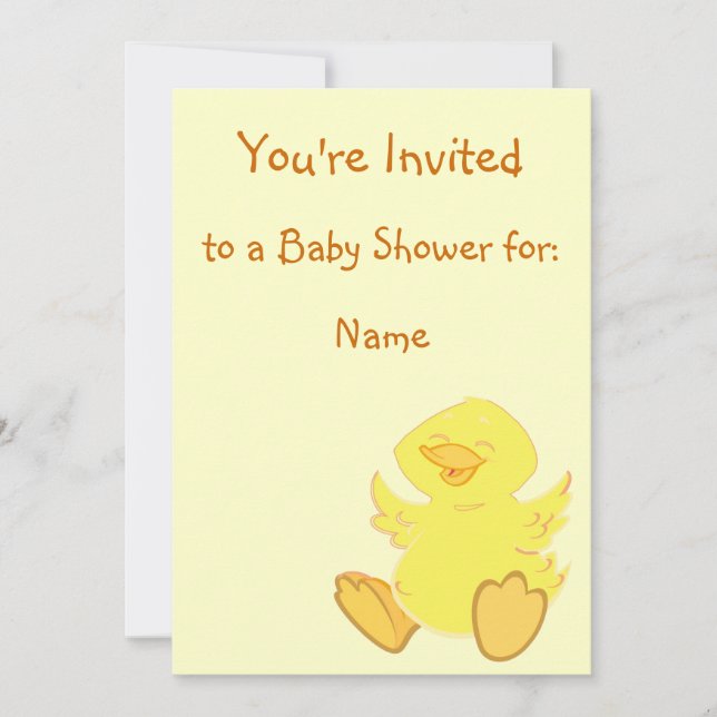 Invitaciones a la ducha del bebé pato feliz (Anverso)