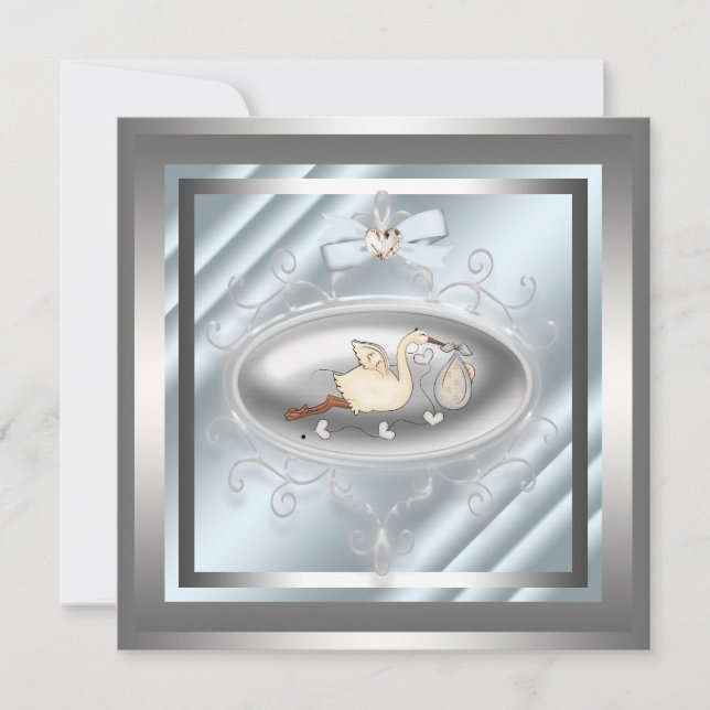 Invitaciones a la ducha del niño bebé niño de la c (Anverso)