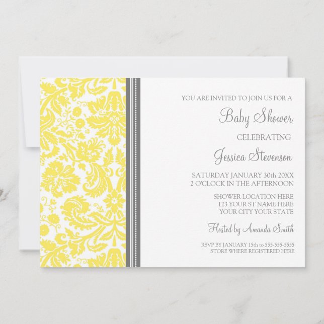 Invitaciones a la ducha del Personalizado Lemon Gr (Reverso)