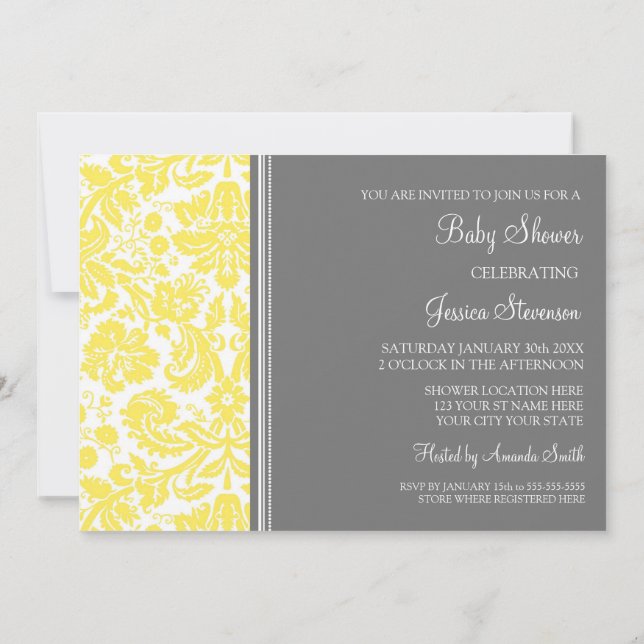 Invitaciones a la ducha del Personalizado Lemon Gr (Reverso)