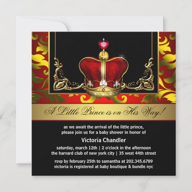 Invitaciones a la ducha del Príncipe de la Corona  (Anverso)