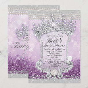 Invitaciones a la ducha del Purpurina morado Royal