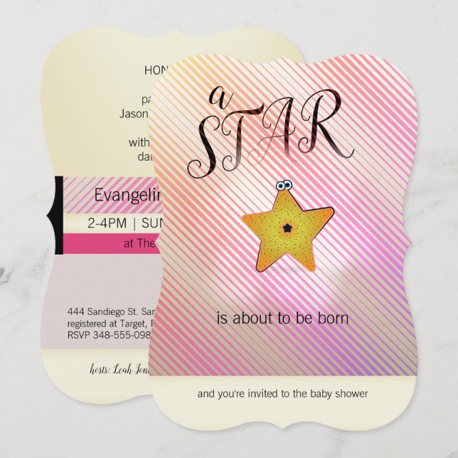Invitaciones a la ducha estelar de bebé Starfish S (Anverso / Reverso)