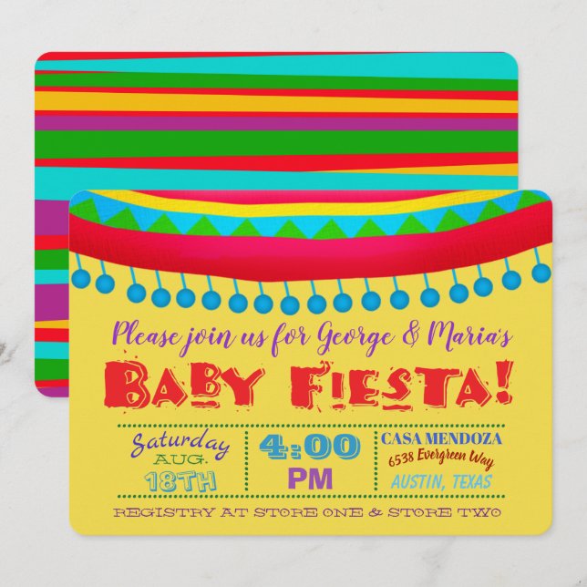Invitaciones a la ducha Fiesta Baby (Anverso / Reverso)