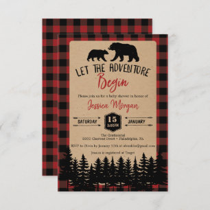 Invitaciones a la ducha Flannel Adventure Baby