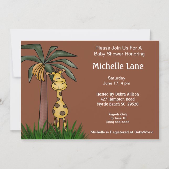 Invitaciones a la ducha Giraffe Baby (Anverso)