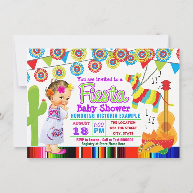 Invitaciones a la ducha infantil de Fiesta mexican (Anverso)