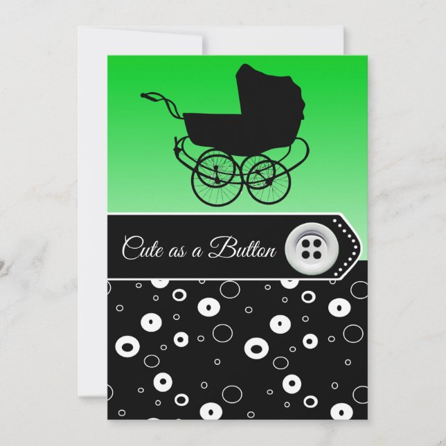 Invitaciones a la ducha Lime Green & Black Boy Bab (Anverso)