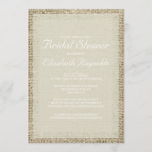 Invitaciones a la ducha marfileña Burlap