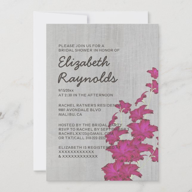Invitaciones a la ducha marital Gladiolas (Anverso)