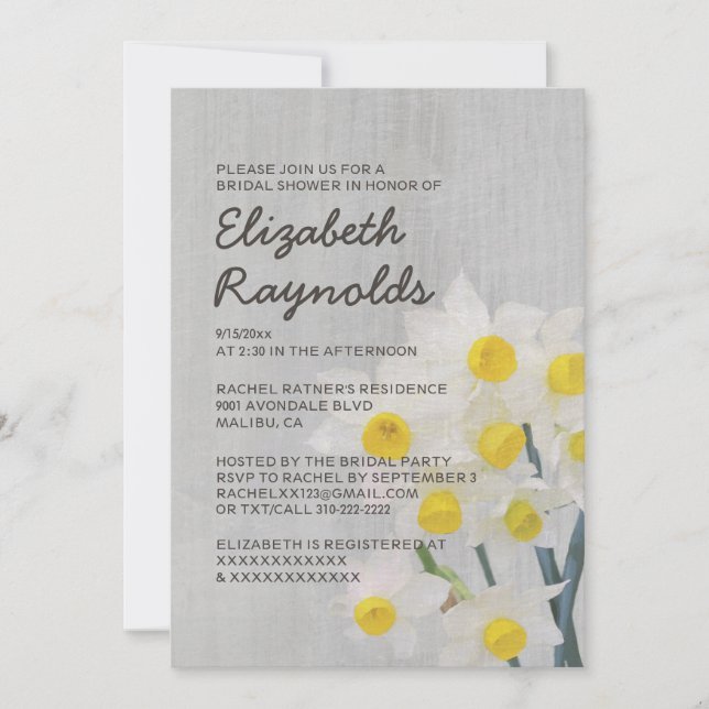Invitaciones a la ducha marital Jonquil (Anverso)