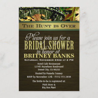 Invitaciones a la ducha marrón Camo Bridal