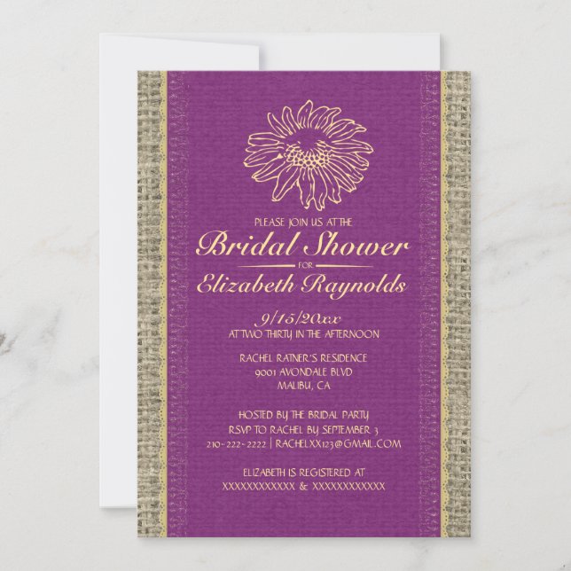 Invitaciones a la ducha marrón marrón dorada (Anverso)