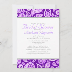 Invitaciones a la ducha marrón púrpura Paisley