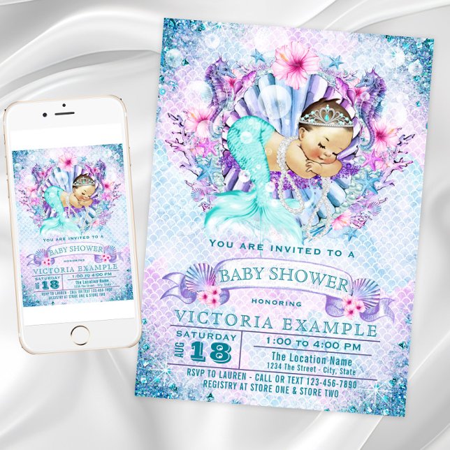 Invitaciones a la ducha Mermaid Baby Shower (Mermaid Baby Shower Invitations. Instant download and printed invitations available.)