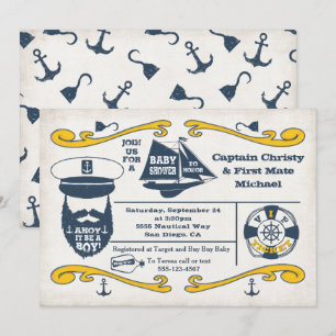 Invitaciones a la ducha náutica de marinero viejo