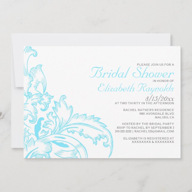 Invitaciones a la ducha nupcial acuática (Anverso)