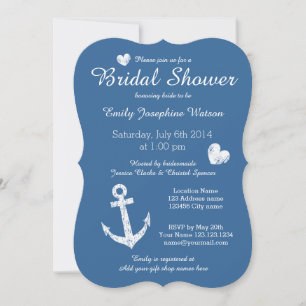 Invitaciones a la ducha nupcial azul marino náutic