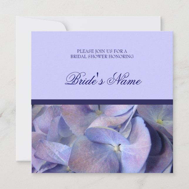 Invitaciones a la ducha nupcial Blue Hydrangea (Anverso)