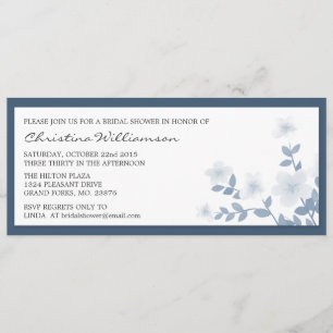 Invitaciones a la ducha nupcial Blue Long Floral B