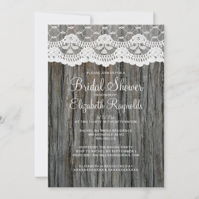 Invitaciones a la ducha nupcial con barba de árbol (Anverso)
