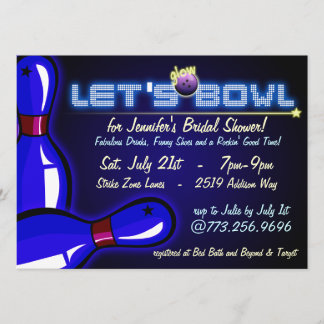 Invitaciones a la ducha nupcial con boliche brilla