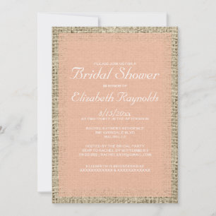 Invitaciones a la ducha nupcial Coral Burlap