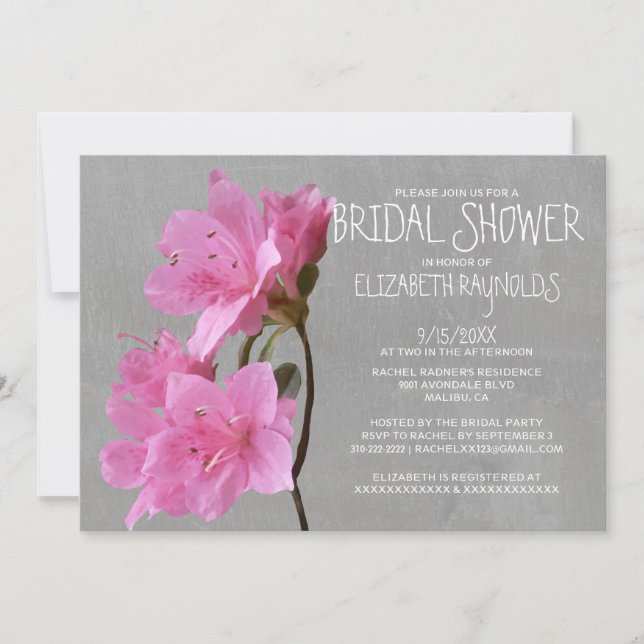 Invitaciones a la ducha nupcial de Azalea (Anverso)