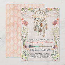Invitaciones a la ducha nupcial de Boho Dream Catc