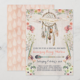Invitaciones a la ducha nupcial de Boho Dream Catc
