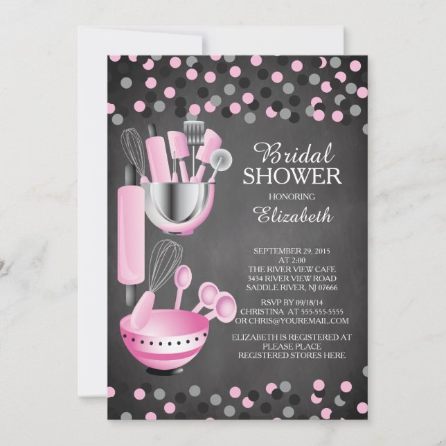 Invitaciones a la ducha nupcial de confetti modern (Anverso)