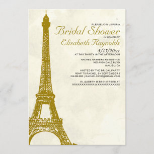 Invitaciones a la ducha nupcial de la Torre Eiffel