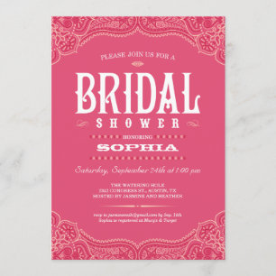 Invitaciones a la ducha nupcial de una chica rosad