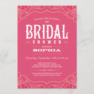 Invitaciones a la ducha nupcial de una chica rosad